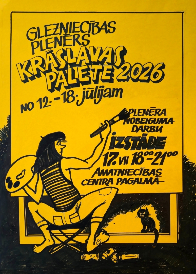 Ilustrācija – mākslinieks glezno pasākuma afišu