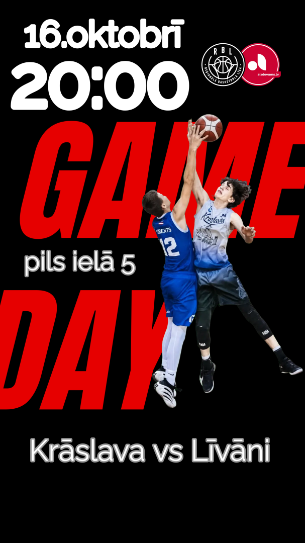Divi basketbolisti uz melna fona. Pasākuma afiša