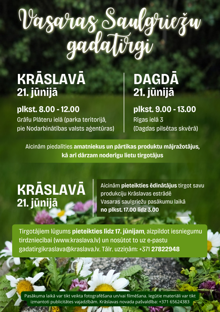 Pļavu ziedu vainags uz akmens. Pasākuma afiša