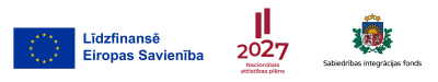 Eiropas Savienības līdzfinansējuma, Nacionālā attīstības plāna 2027 un Sabiedrības integrācijas fonda logotipi