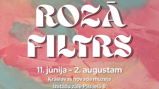 Abstrakta rozā un zilganzaļa glezna. Pasākuma afiša.