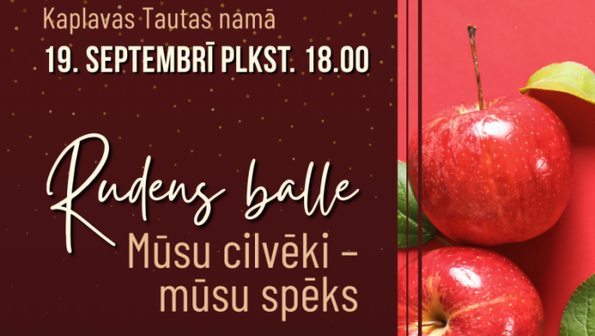 Sarkani āboli uz sarkana fona ar lampiņu virtenēm. Pasākuma afiša