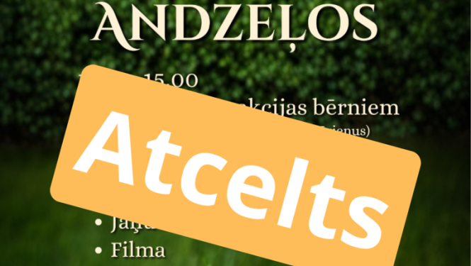 Pļavas ziedu vainags uz akmens. Atcelta pasākuma afiša