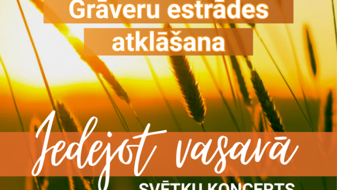 Saulrieta un pļavas zāļu fons. Pasākuma afiša