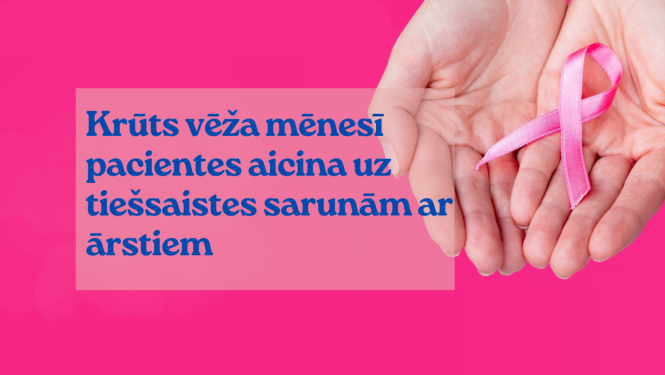 Plaukstas uz rozā fona tur rozā lentīti