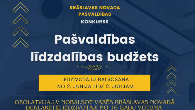 Cilvēks strādā ar datoru. Projektu konkursa vizuālis.