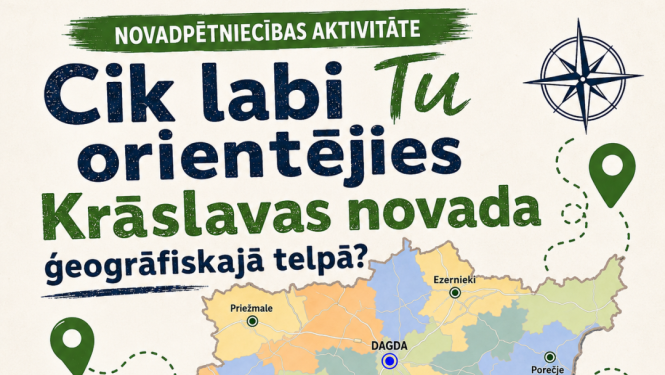 Krāslavas novada karte. Novadpētniecības aktivitātes afiša.