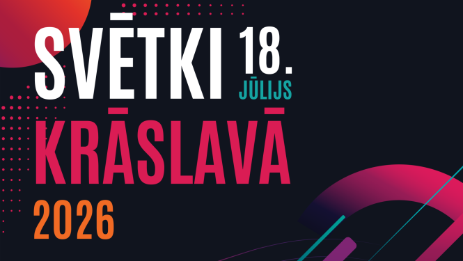 Abstraktas dažādu krāsu līnijas un ģeometriskās formas. Pasākuma afiša