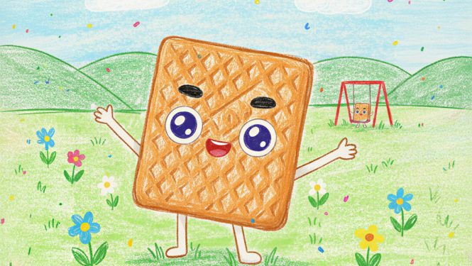 Ilustrācija ar Selga cepumu personifikāciju