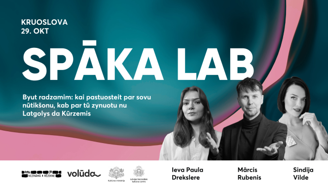 Pasākuma vizuālis ar lektoru fotogrāfijām