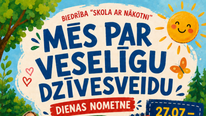 Bērnu, sporta, veselīga uztura un radošo aktivitāšu ilustrācijas. Pasākuma afiša