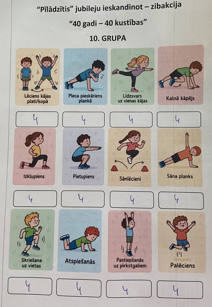 Kustību vingrinājumu kartītes