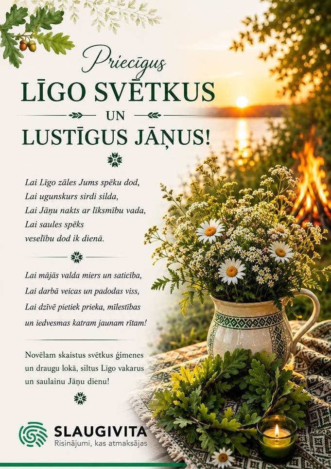 Līgo un Jāņu apsveikuma kartīte