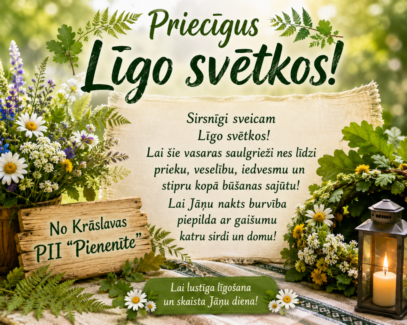 Līgo un Jāņu apsveikuma kartīte