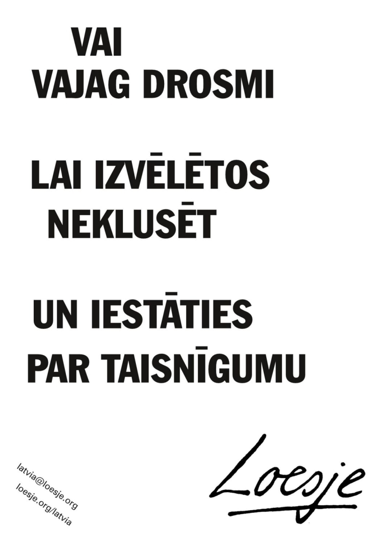 Plakāts ar vēstījumu par taisnīgumu