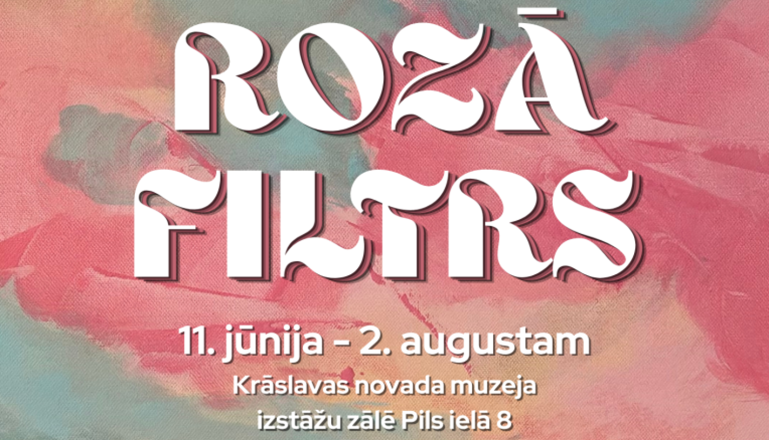 Abstrakta rozā un zilganzaļa glezna. Pasākuma afiša.