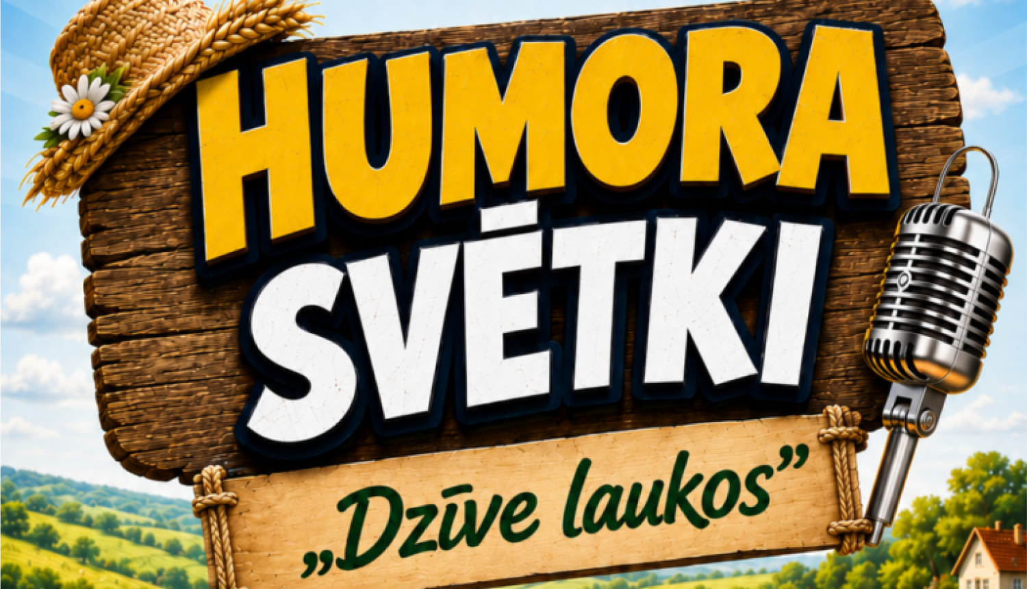 Koša lauku ainavas ilustrācija. Pasākuma afiša