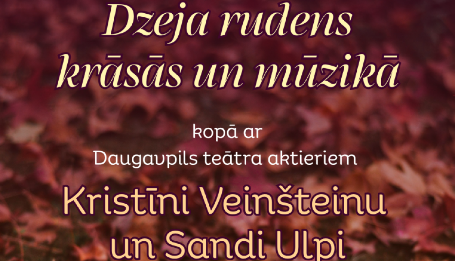Rudens lapas un atvērta grāmata uz tām. Pasākuma afiša