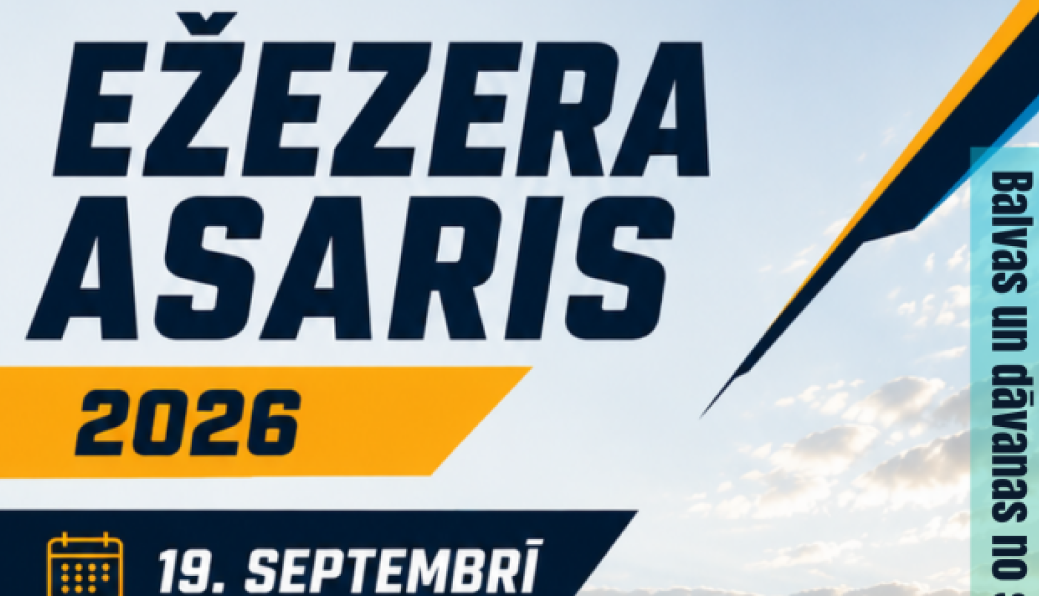 Makšķernieki laivās uz ezera ķer zivis. Pasākuma afiša