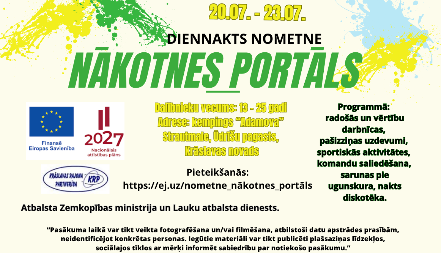 Pasākuma afiša uz gaiša fona