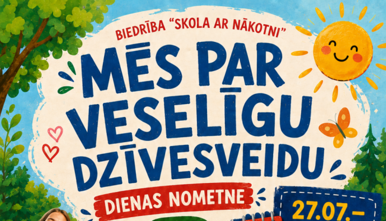Bērnu, sporta, veselīga uztura un radošo aktivitāšu ilustrācijas. Pasākuma afiša