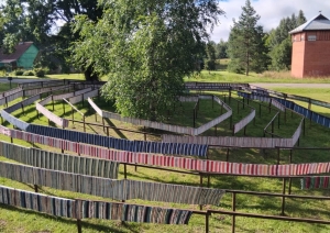 Austie celiņi izvietoti labirintā zālienā